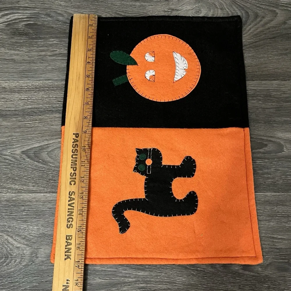 Felt Halloween Placemats Lot Of 4 Cat Pumpkin Ghost Boo 17